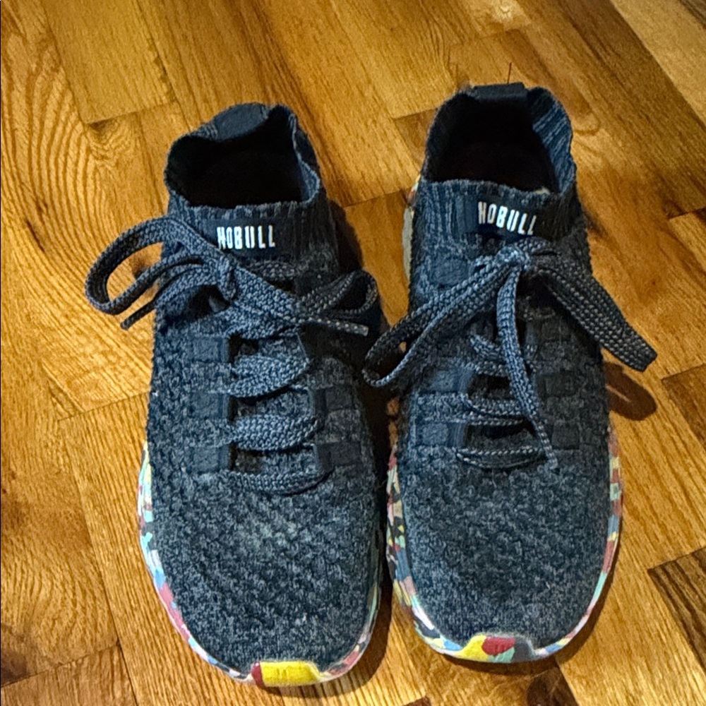 NOBULL Women's Charcoal Knit Sneakers with Colorful Sole
